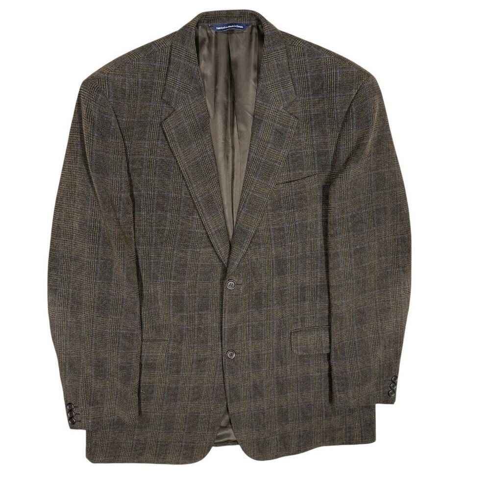 Coppley Wool Cotton Corduroy Blazer Check Sport Coat Brown 42T